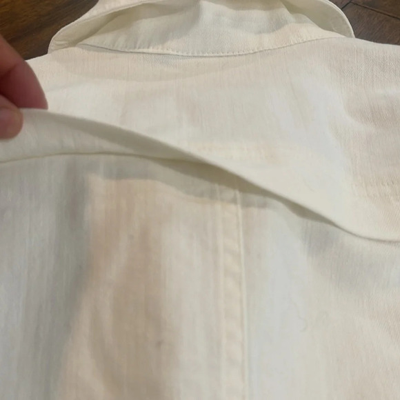 OSO Casuals Off White Denim Zip Front Jean Jacket Size Small - Picture 12 of 13